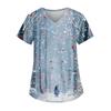 3D Snowman Print V-Neck Short Sleeve T-Shirt Women Men Casual Workwear Comfort Fit 2025