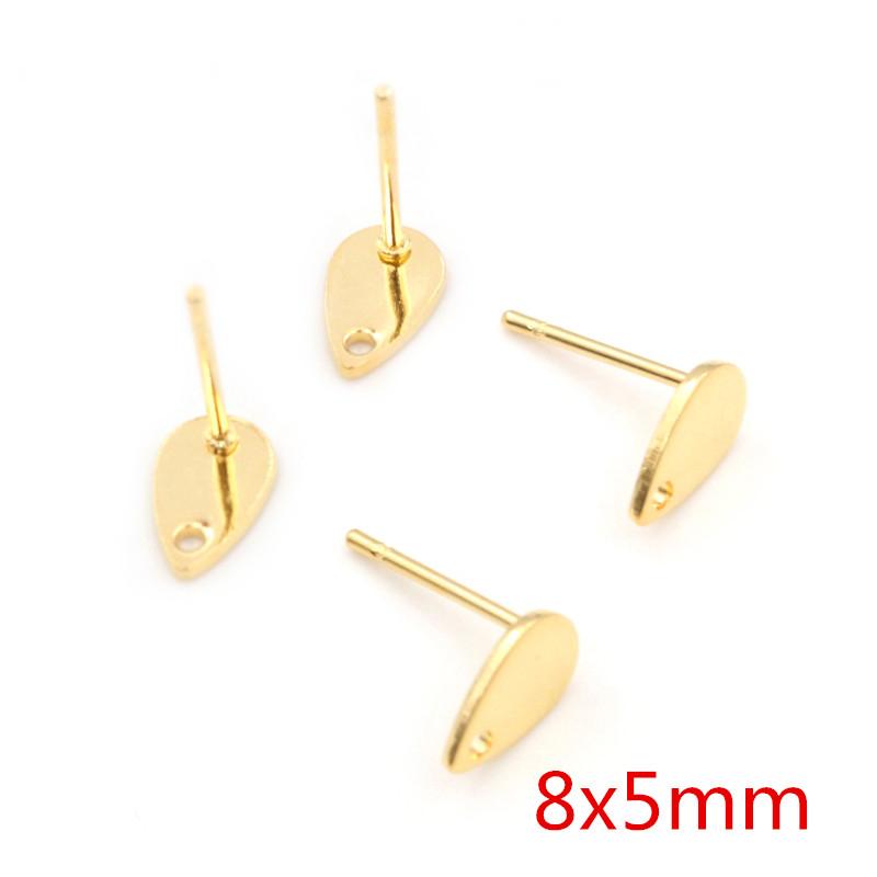 20pcs 316 Stainless Steel Gold Color Geometric Earring Stud Earring Posts Connector For DIY Earrings Jewelry Making Supplies