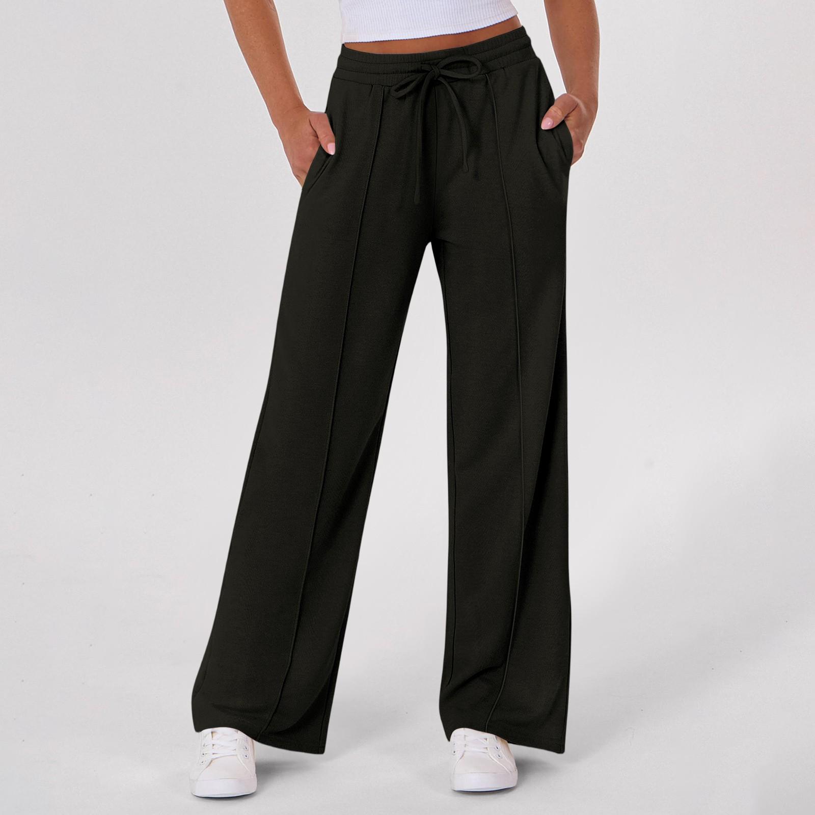 

Женские широкие спортивные штаны с высокой талией, повседневные брюки для занятий йогой L чёрный