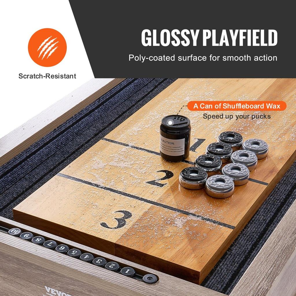 Tavolo da Shuffleboard da 11,5 piedi Set Gioco Combo 2 in 1 Shuffleboard e Bowling