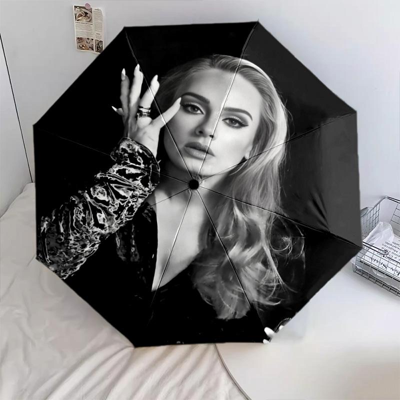 1 PC Automatic Folding Umbrella - Adele Pattern Portable Foldable Design With 8 Ribs Christmas Birthday Gifts