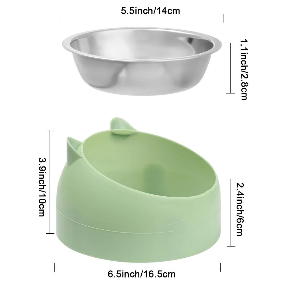 Cute Cat Dog Bowl Protect The Cervical Spine 15 Degree Tilted Pet Stainless Steel Fall-resistant Durable Food Bowl Pet Supplies