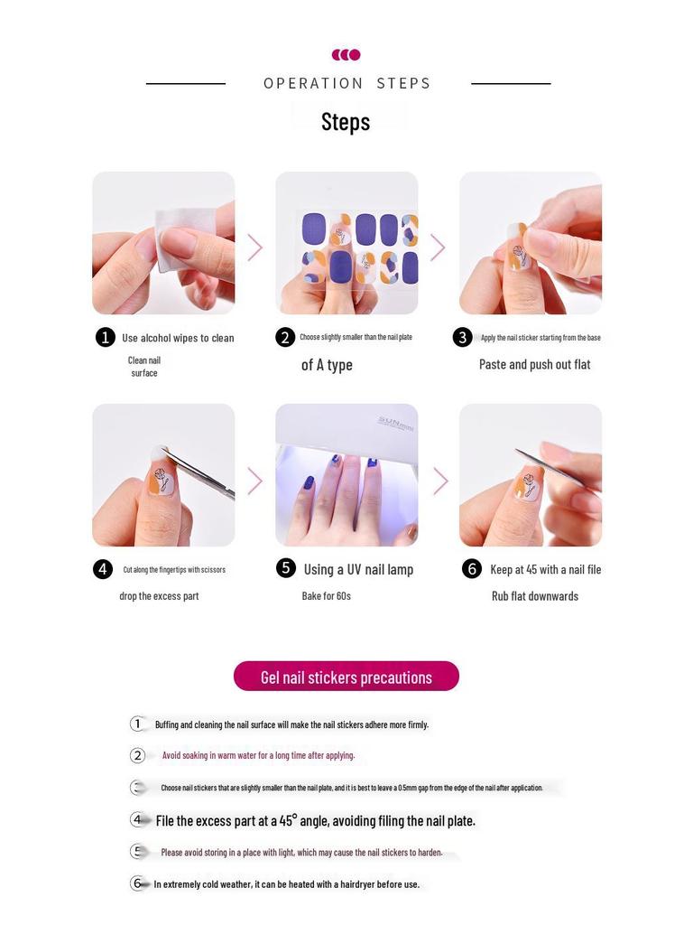 Sommer Gel Nagelsticker: Phototherapie, UV-Rouge, Halbfertiges Design