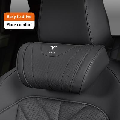 Auto-Nackenkissen Leder Atmungsaktiv Weich Kopfstütze Zubehör Für X Cybertruck Highland Juguete Modell 3 Y Roadster S Coil