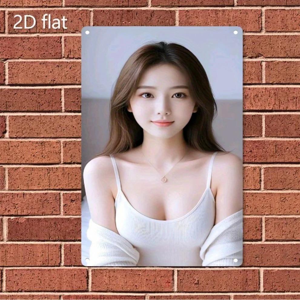 ShineArt Decoração de Parede em Metal Porta-Retrato de Retrato Feminino Vintage, Beleza Coreana Escritório em Casa Café Instalação Sem Ferramentas Presente