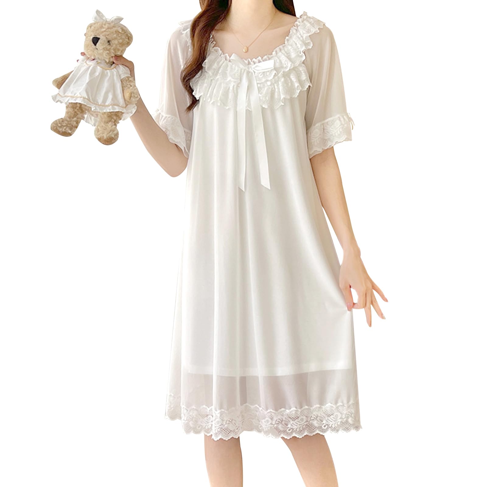 

Пижамы специализированная комната короткая ночь комната стиль принцессы [YunXiozy Star] магазин, платье, женское, рукав, ночная рубашка, бант, платье, одежда, пижамы, домашняя одежда, белый