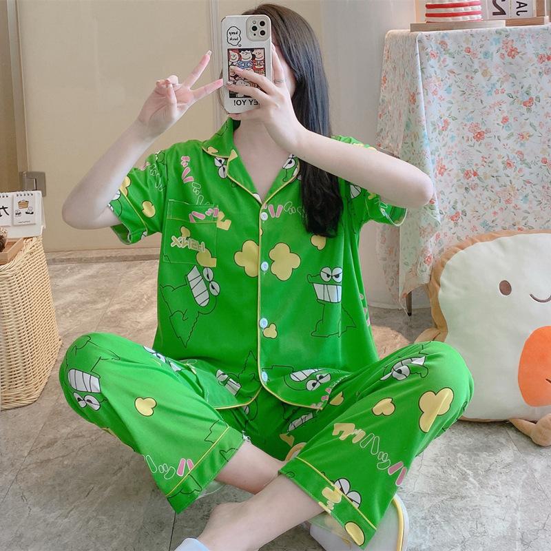 Cute Melody pajamas women's Japanese sweet cartoon style loungewear age-reducing girls cardigan short-sleeved set