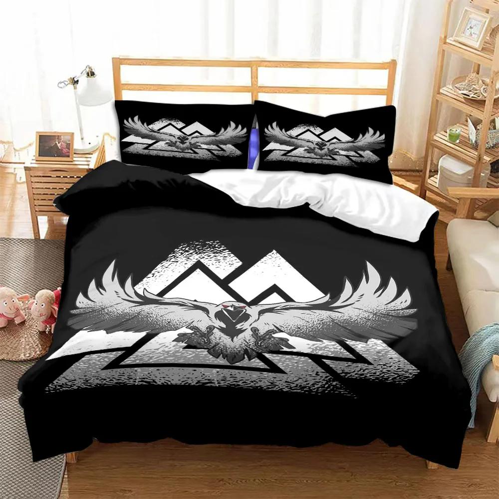 Viking Duvet Cover Set Viking Symbols Bedding Sets Scandinavian Folklore Motifs Northern Germanic Culture Celtic Comforter Cover