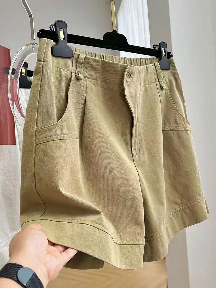 Women's Summer High-Waist A-Line Wide-Leg Cargo Shorts