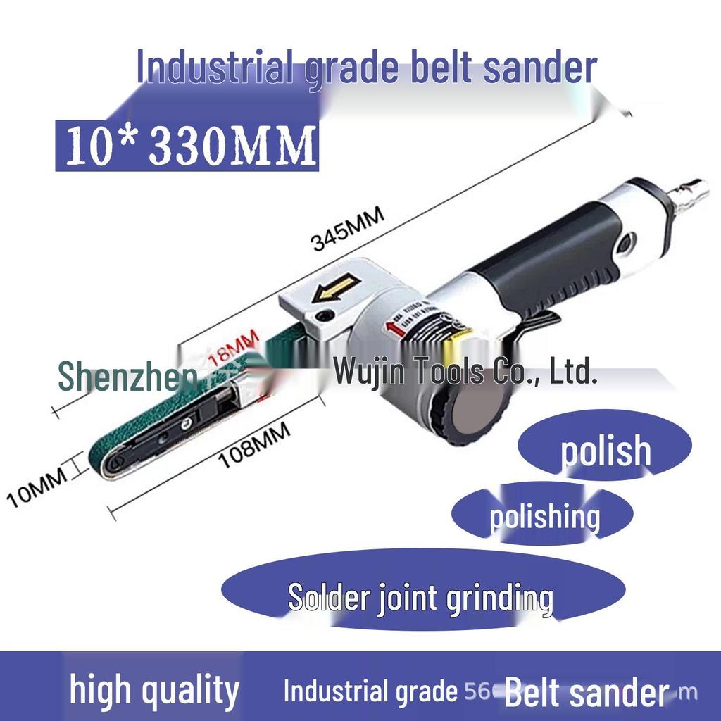 Compact Industrial Pneumatic Handheld Sanding Belt Machine 10x330mm