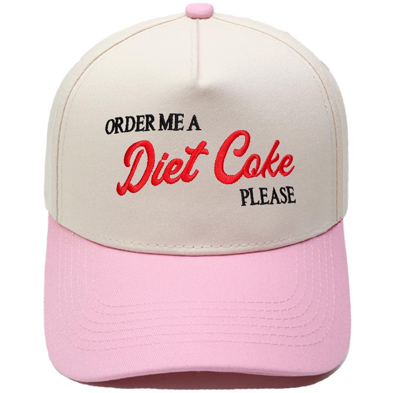 Diet Coke Embroidery Color Matching Truck Driver Baseball Cap Fun Men's and Women's Casual Shade Dad Hat