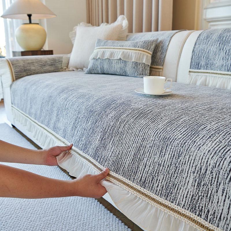 

Жаккардовая подушка для дивана, универсальная для четырех сезонов, легкая роскошь, высококачественная однотонная подушка с оборками, нескользящая ткань для чехла на диван 70x70