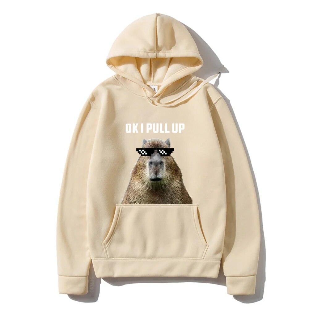 Funny Ok I Pull Up Capybara Print Hoodie Unisex's Casual Oversized Hooded Sweatshirts Gothic Pullovers Hot sell Clothes for Unisex