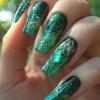 Exclusive Retro Green Wearable Nail Art Stickers - 24 Pieces