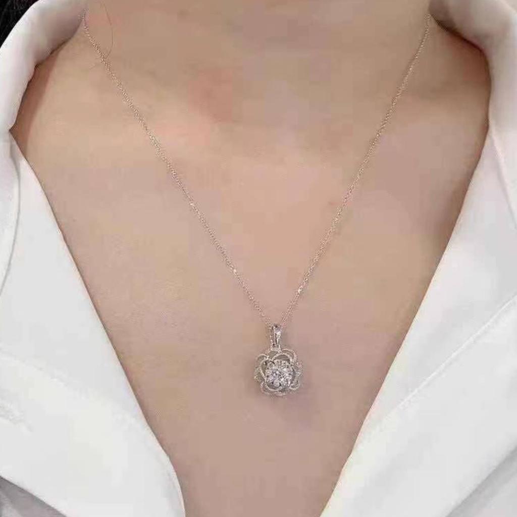 Women Sparkling Floral Pendant Necklace with Layered Flower Design Elegant Statement Jewelry for Daily Wear and Special Occasions