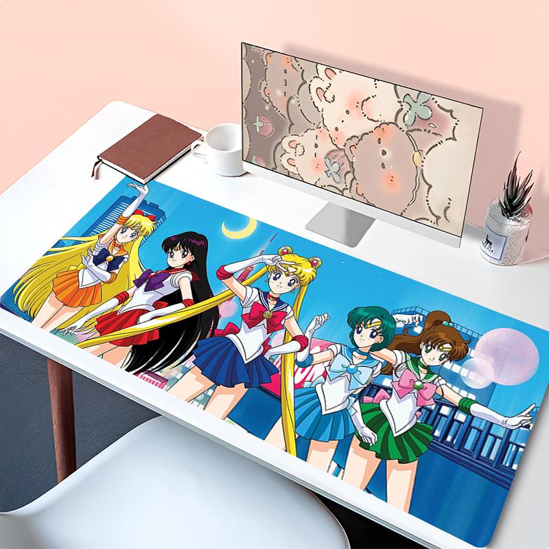 anime Extended Desk Mat kawaii Mouse Pad S-Sailor Moons Gamer Keyboard Mousepad Large XXL Anti-fray Pad Gaming Laptop Mouse Mats