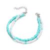 Lady Double Layers Beaded Barefoot Sandal Anklet Foot Chain Plážový náramek na kotník
