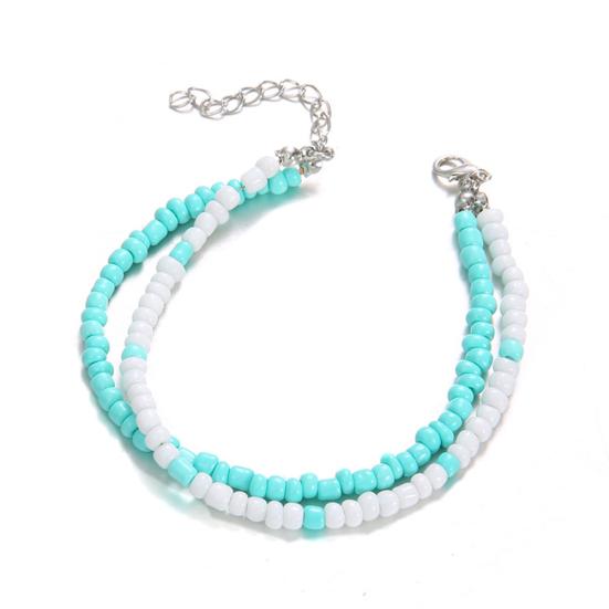 Lady Double Layers Beaded Barefoot Sandal Anklet Foot Chain Beach Ankle Bracelet