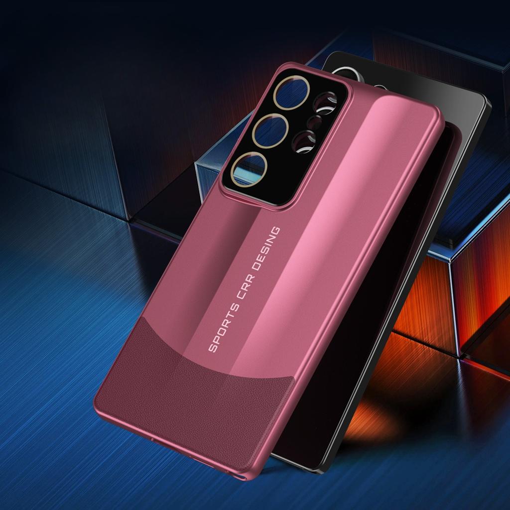 L'étui de téléphone en cuir d'acier épissé convient pour l'étui de protection Samsung S23ultra, l'étui S25 avec couverture complète de l'objectif et l'étui S24plus