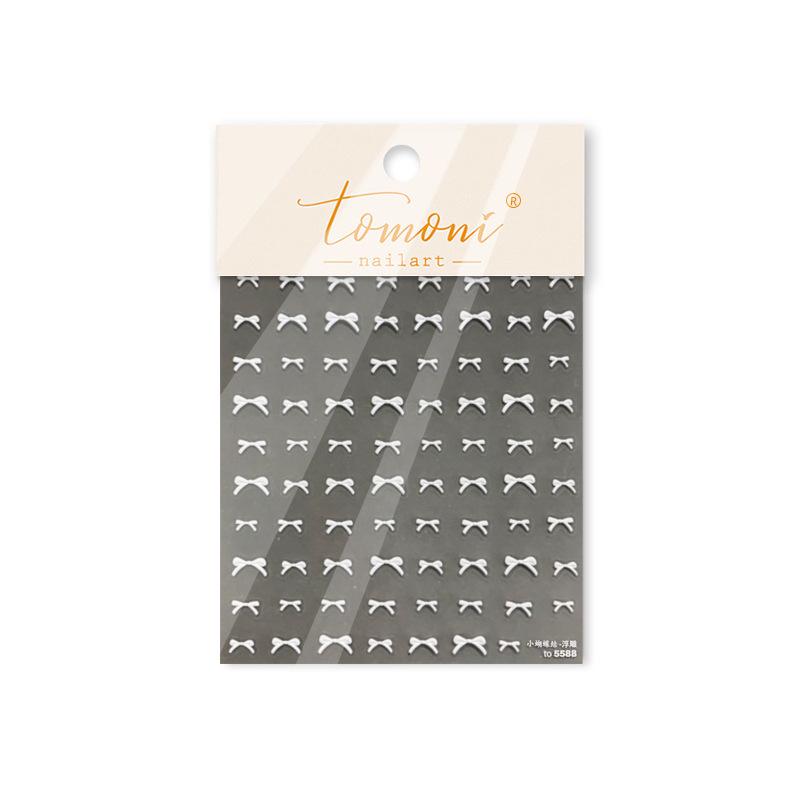 Tomoni Xiaohongshu Embossed Nail Stickers - Exquisite Bow Designs for Nail Art