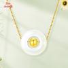 3D 999 Pure Gold & Hetian Jade Luck Beads Women's Necklace Pendant Gift
