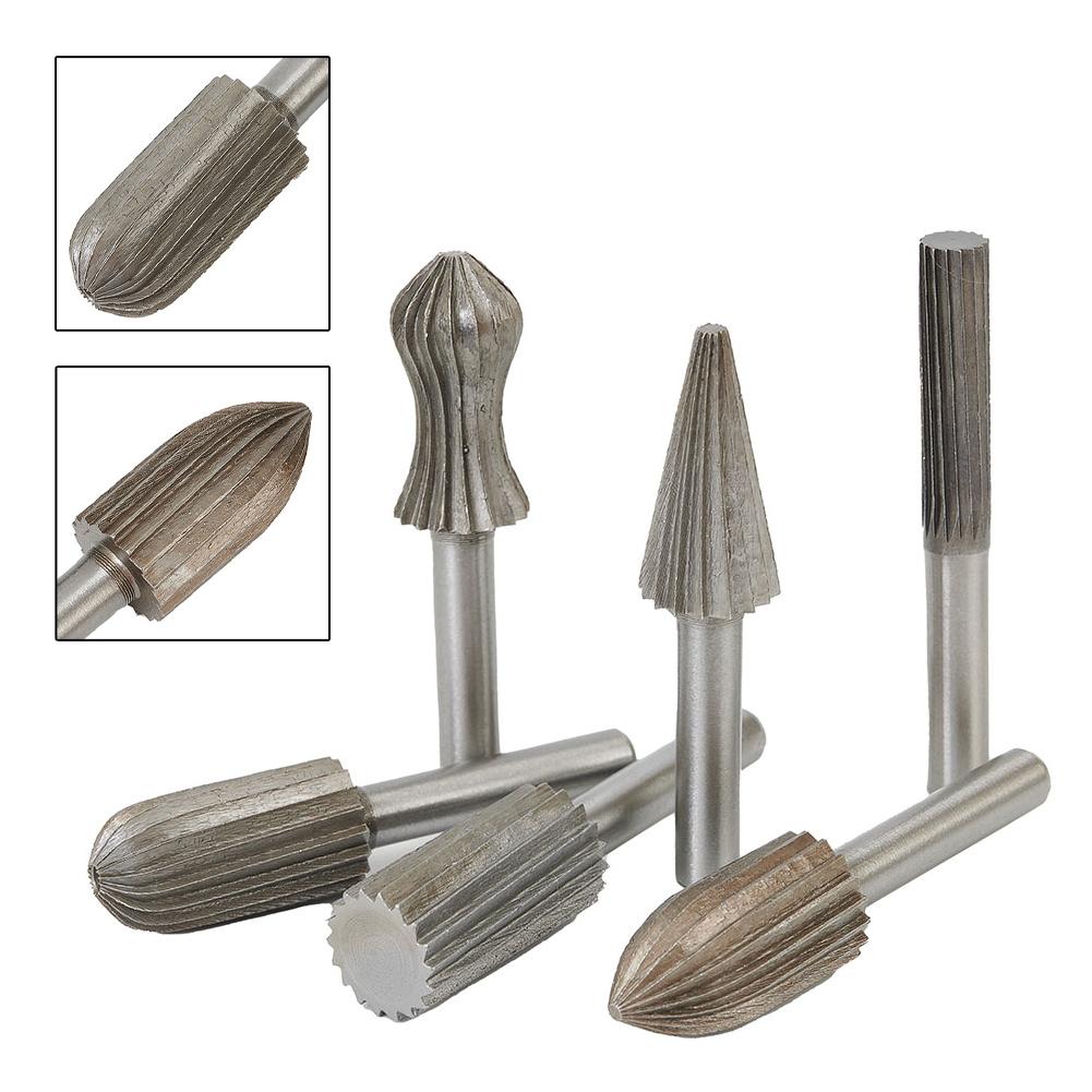 

6pcs Carbide Rotary Burr Set 6mm Shank for Engraving Wood Metal Stone Compatible with Drill & Electric Grinder High Speed Steel CHINA
