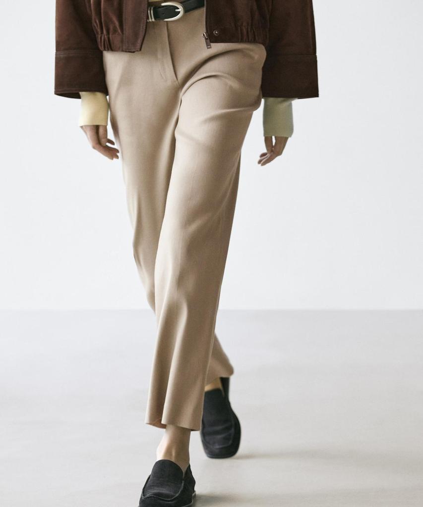 Masimodutti Straight Fit Linen Blend Pants