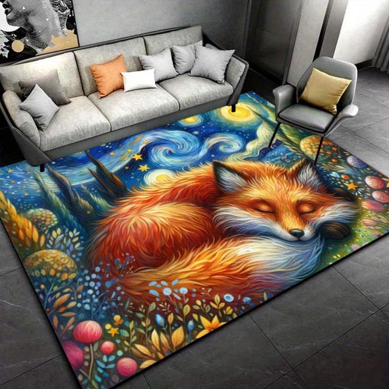 

Starry Night Fox Rug: Transform Your Living Room with Artistic Elegance | Unique Home Decor | Animal Themed Carpets 50cm x 80cm