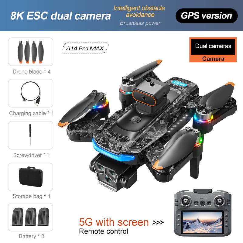 Cross-border A14 Drone: 4.5-Inch Brushless, Screen Controlled, Obstacle Avoidance, Optical Flow, HD Aerial Photography, Remote Controlled.