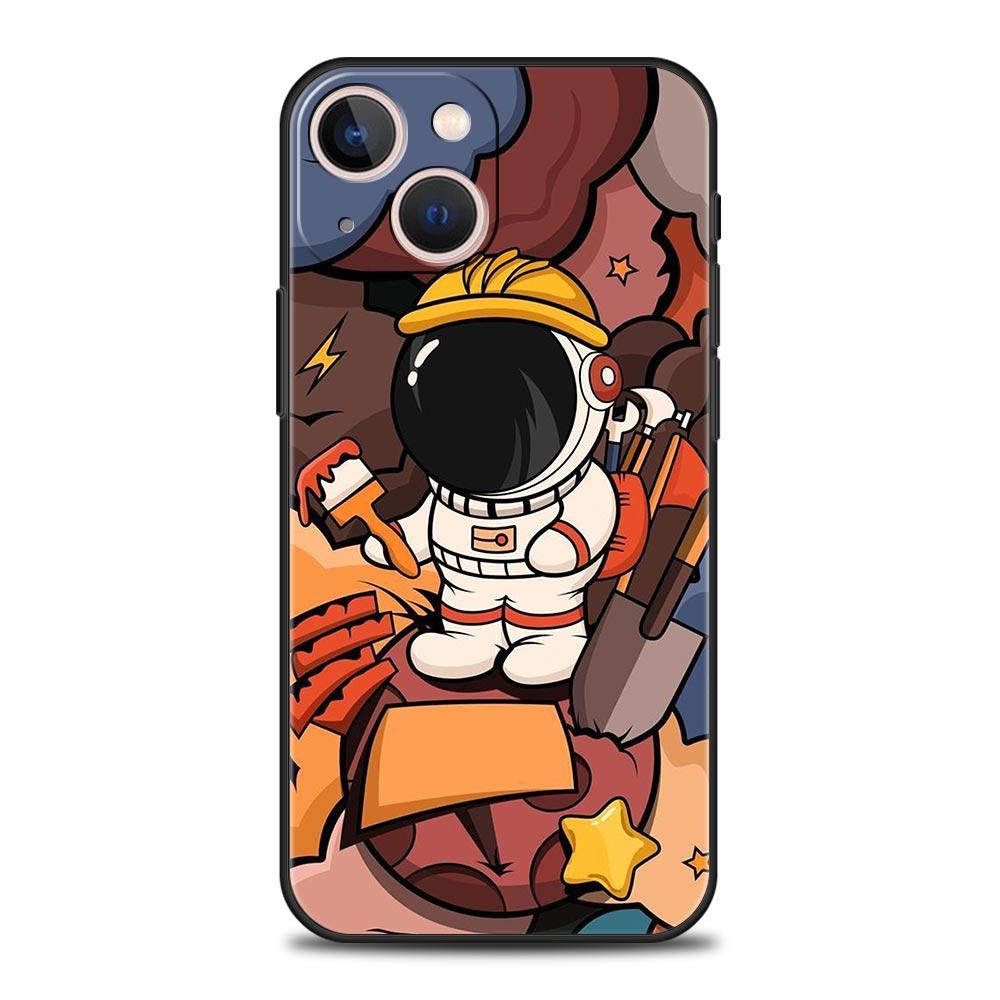 Cartoon Cute Cosmonaut Phone Case Cover for iPhone 17 16 15 14 13 12 Pro Max 11 Pro Max 17 AIR Plus Shockproof Soft TPU Shell