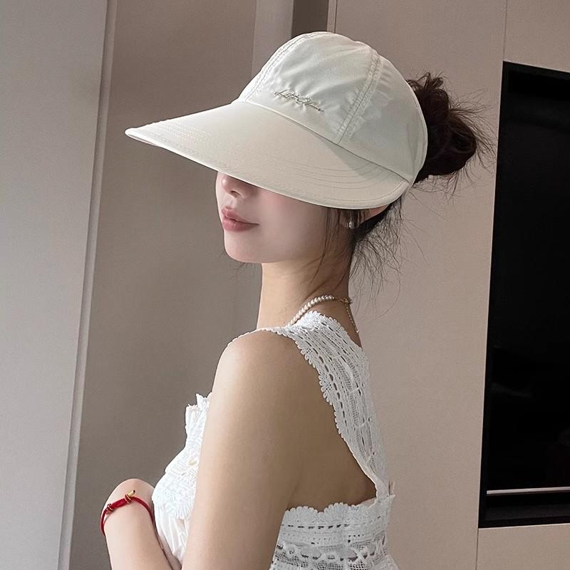 New Arrival Enlarged Brim Sun Hat for Women Outdoor Sun Protection Hat Quick-drying Peaked Cap Empty Top Sun Hat Can Be Tied Into A Ponytail