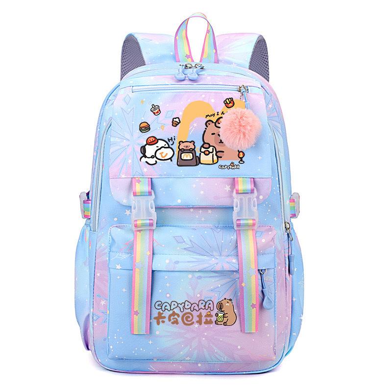 Beliebter 2025 Kapibara Capybara mehrfarbig hübsch, schmutzabweisend und langlebig, niedlicher Grundschulrucksack