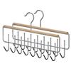 Solid Wood Multifunctional Strappy Vest Hanger with Multiple Hooks for Home and Dormitory Use