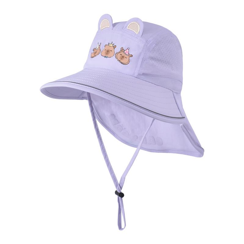 Children's Hat Cartoon Shawl Neck Protector Sunscreen Hat Outdoor Big Brim Sun Hat Breathable Quick Drying Waterproof Bucket Hat