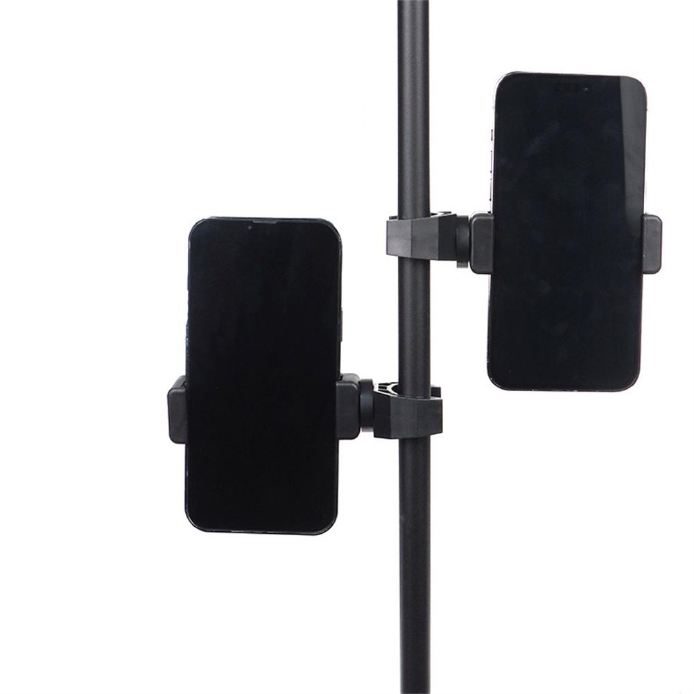 10x4cm Microphone Stand Phone Holder 360 Degree Rotating Black