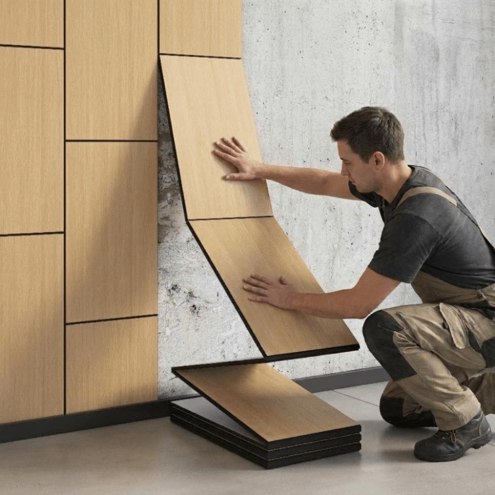 Removable 3D Wood Grain Wall Panels Oil Proof Wood Grain Wall Tiles  Bars
