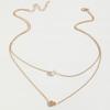 Double-layer Love Imitation Pearl Necklace, Versatile Stacked Neck Chain Design Sense Niche Collarbone Chain Women