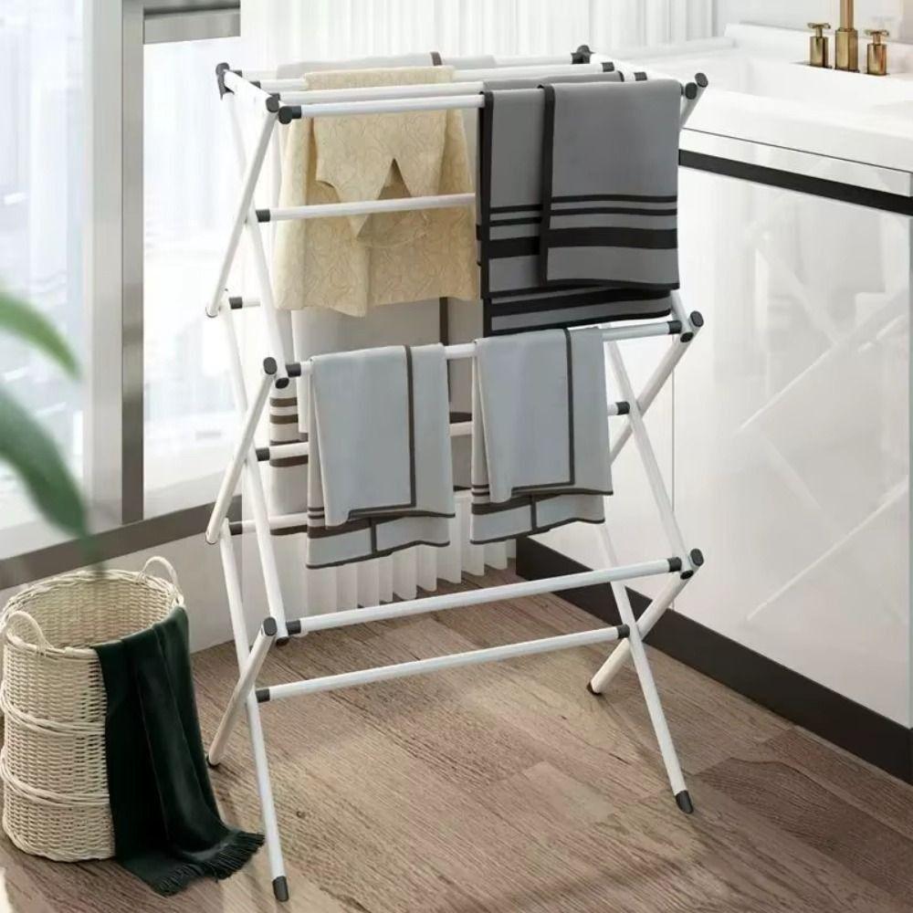 Collapsible Clothes Drying Rack 3-Layer Laundry Stand Clothing Rack Clothes Airer  Floor
