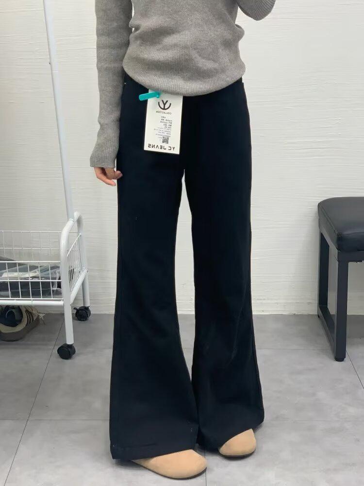 

Женские джинсы микро-клеш больших размеров - Зимние с низкой посадкой, Свободного облегающего кроя, Универсальные и не облегающие. Extra Small чёрный