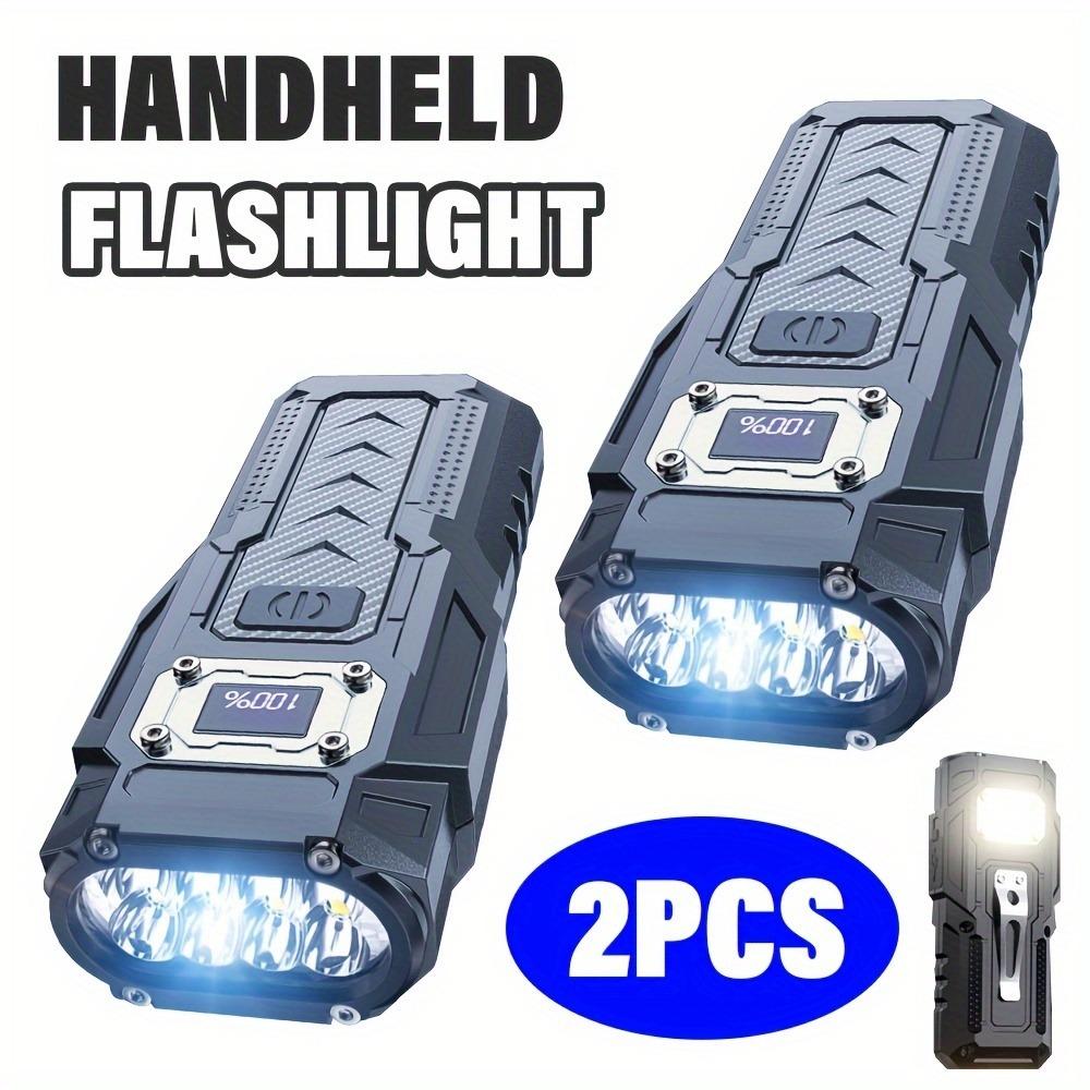 Helle 8-LED-Taschenlampe mit COB-Seitenlicht, aufladbar, in 6 Modi einstellbar, Leistungsanzeige, Metallclip und Magnet, geeignet für Wandern, Notfälle, Lesen