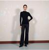Women's Seamless Wool-Cashmere Slim Fit Sweater - Long Sleeve, Semi-High Neck, Solid Color