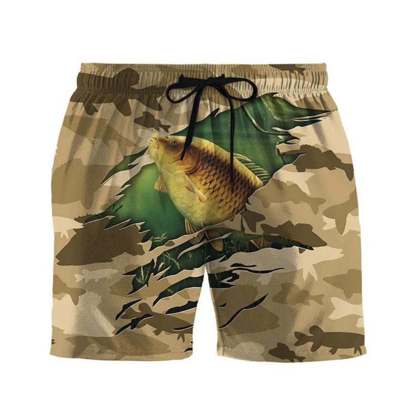 Vintage Fish Fishing Graphic Shorts For Men Kids Outdoor Sport Quick Drying Short Pants Summer Casual Daily Y2k Men Beach Shorts