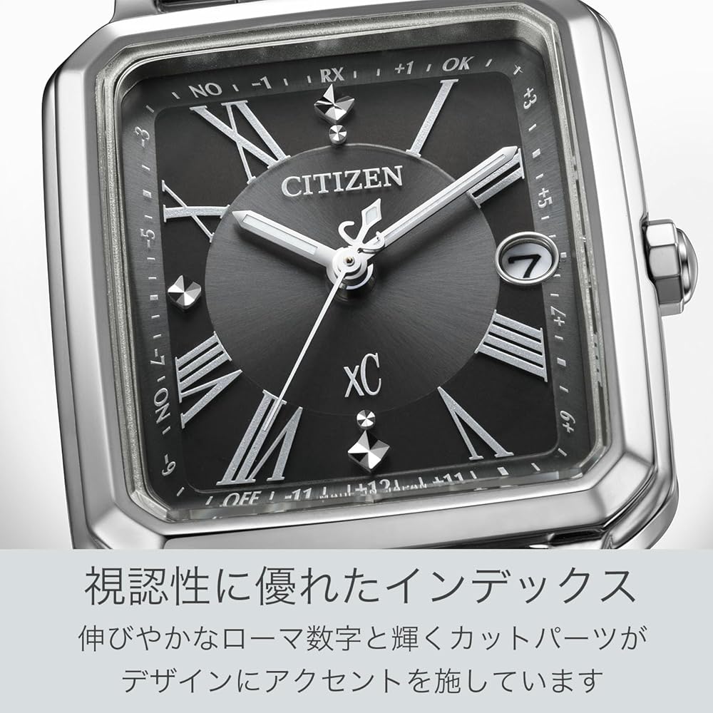 Citizen xC Eco-Drive Solar Radio-Controlled Watch Waterproof with Extra Strap Square 2-Way Model Women's Hikari Collection Black Silver