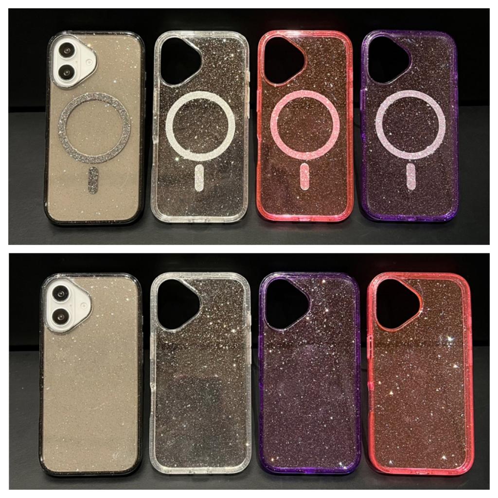 Luxury transparent glitter magnetic suction suitable for Apple 15promax thickened anti-drop mobile phone case iphone13 protective case