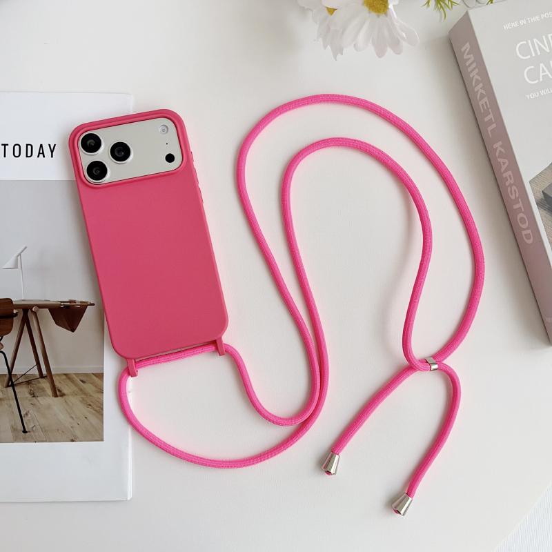 Crossbody Lanyard Flüssigsilikon Handyhülle Für iPhone 17 Pro Max 15 14 13 16 Pro Max Seil Schulter Candy Farbe Weiche Rückseite