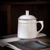260ml Ceramic Teacup with Lid and Gold Rim