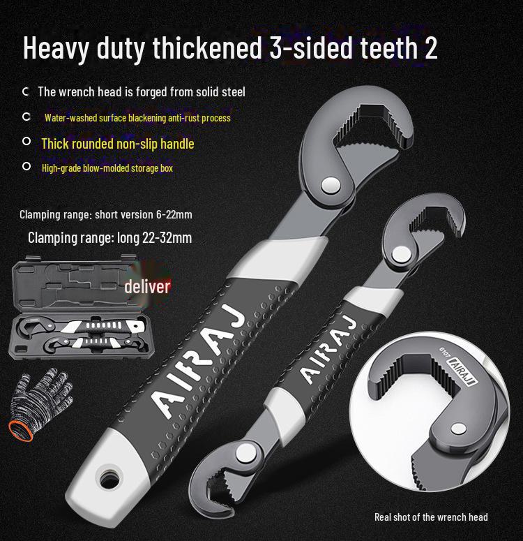 Arrizo Adjustable Multi-Purpose Wrench Set: Self-Tightening Pipe Clamp and Multi-Function Fast Pipe Wrench