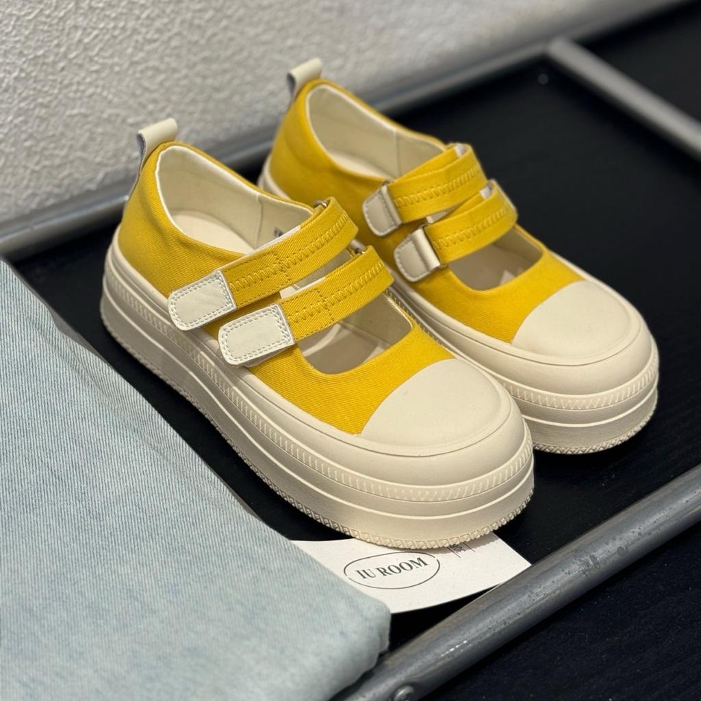 Thick-soled Mary Jane Little White Shoes Women's Spring New Velcro Big Head Heightening Lightweight Casual Muffin Shoes