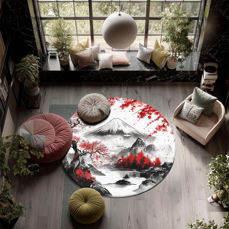 Landscape Painting pattern round rug,Carpet Rug for Living Room Bedroom Playroom ,Non-slip Floor Mat,Holiday Gifts and Birthday Gifts.