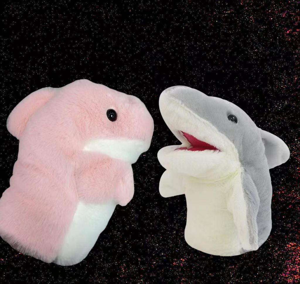 Cartoon Shark Hand Puppet Plush Toy - Cute Sea Animal Comfort Doll for Kids' Fun Performances